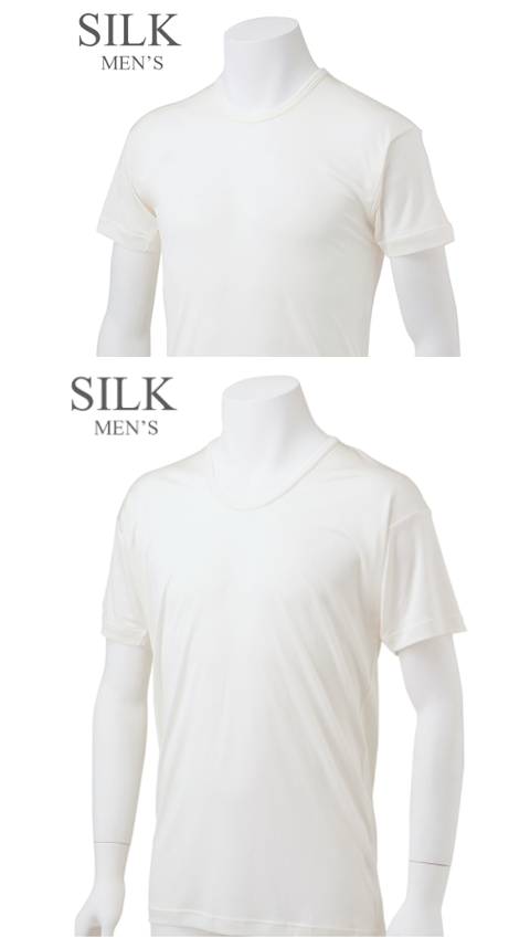シルクメンズ半袖丸首・U首Tシャツ