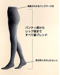 パンティ部からレッグ部まで 絹糸使用