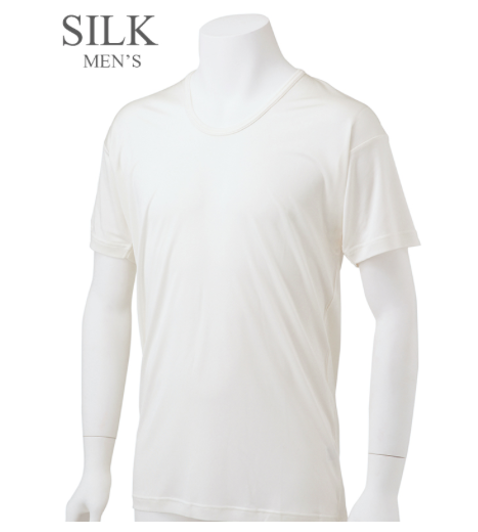 SILKメンズ半袖U首Tシャツ